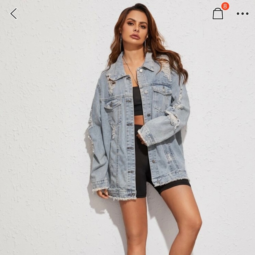 Shein ripped jean jacket